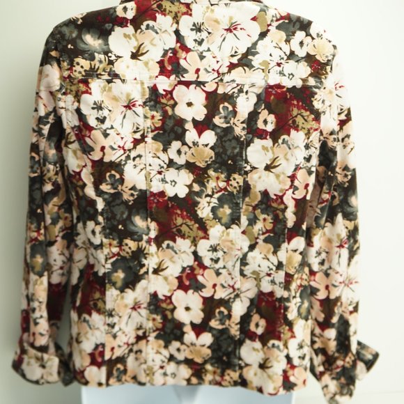Christopher & Bank Jacket Coat Womens Size Mediuam Buttons Fly Floral - Picture 2 of 4